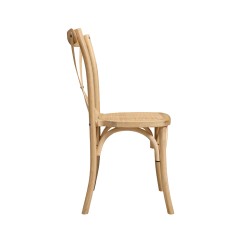 Wooden wedding chair CROSS-BACK WOOD RATTAN natural whitewashed