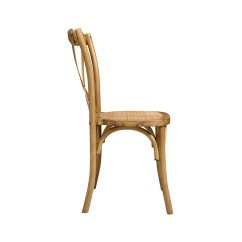 Wooden wedding chair CROSS-BACK WOOD RATTAN bright rustic