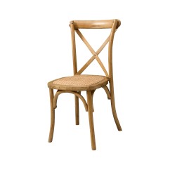 Wooden wedding chair CROSS-BACK WOOD RATTAN bright rustic