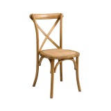 Wooden wedding chair CROSS-BACK WOOD RATTAN bright rustic