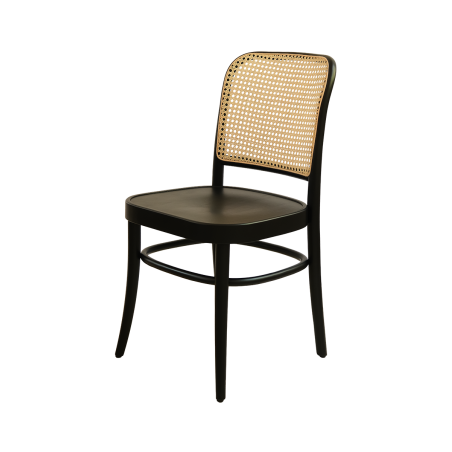 Wooden Restaurant Chair LOOMI 811 Rattan Black