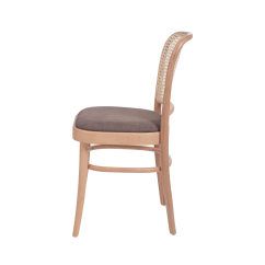 Wooden Restaurant Chair LOOMI 811 Rattan Brown Seat