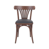 Wooden Restaurant Chair LEGEND Black Faux Leather Seat