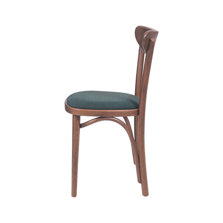 Wooden Restaurant Chair BOOMERANG with Green Seat