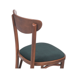 Wooden Restaurant Chair BOOMERANG with Green Seat