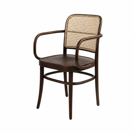 Wooden Restaurant Chair LOOMI 811 ARM Rattan Walnut