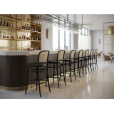 Wooden Restaurant Chair LOOMI 811 BAR Rattan Black
