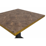 Bistro Table ALFA S 68x68 Walnut with Gold Edging