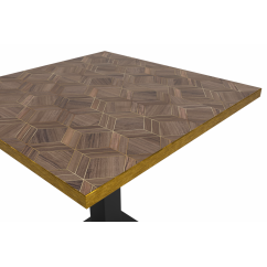 Bistro Table ALFA S 68x68 Walnut with Gold Edging