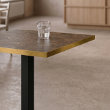 Bistro Table ALFA S 68x68 Walnut with Gold Edging