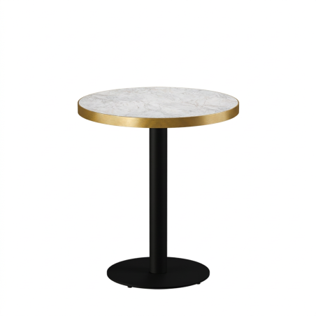 Bistro Table ALFA R fi 68 Crema Marble with Gold Edging