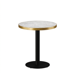 Bistro Table ALFA R fi 68 Crema Marble with Gold Edging
