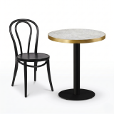 Bistro Table ALFA R fi 68 Crema Marble with Gold Edging