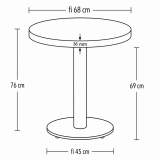 Bistro Table ALFA R fi 68 Crema Marble with Gold Edging