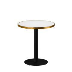 Bistro Table ALFA R fi 68 White with Gold Edging