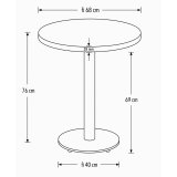 Bistro Table ALFA R fi 68 White with Gold Edging