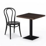 Bistro Table ALFA S 68x68 Southern Walnut with Dark Wood Edge
