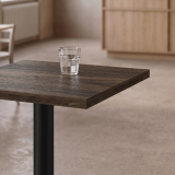 Bistro Table ALFA S 68x68 Southern Walnut with Dark Wood Edge