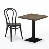 Bistro Table ALFA S 68x68 Sonoma Tabac Oak with Dark Wood Edge