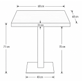 Bistro Table ALFA S 68x68 Sonoma Tabac Oak with Dark Wood Edge