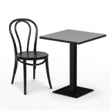 Bistro Table ALFA S 68x68 Ash Grey with Matte Black Edge