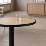 Bistro Table OMEGA R fi 68 Ancient Oak with Matte Black Edge