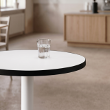 Bistro Table ALFA R fi 68 White with Matte Black Edge