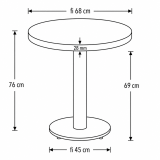 Bistro Table ALFA R fi 68 White with Matte Black Edge