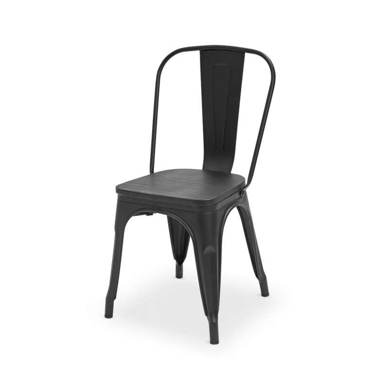 Cafe chair PARIS inspired TOLIX black with wooden seat