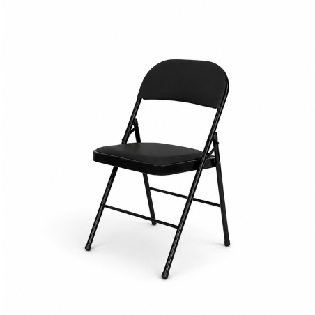 Catering Folding Chair POLY 4 Black Faux Leather