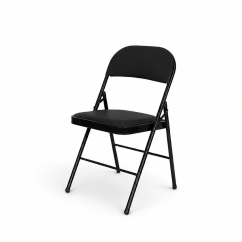 Catering Folding Chair POLY 4 Black Faux Leather