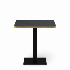 Bistro Table ALFA 68x68 Dry Grey Stone with rounded Gold edging
