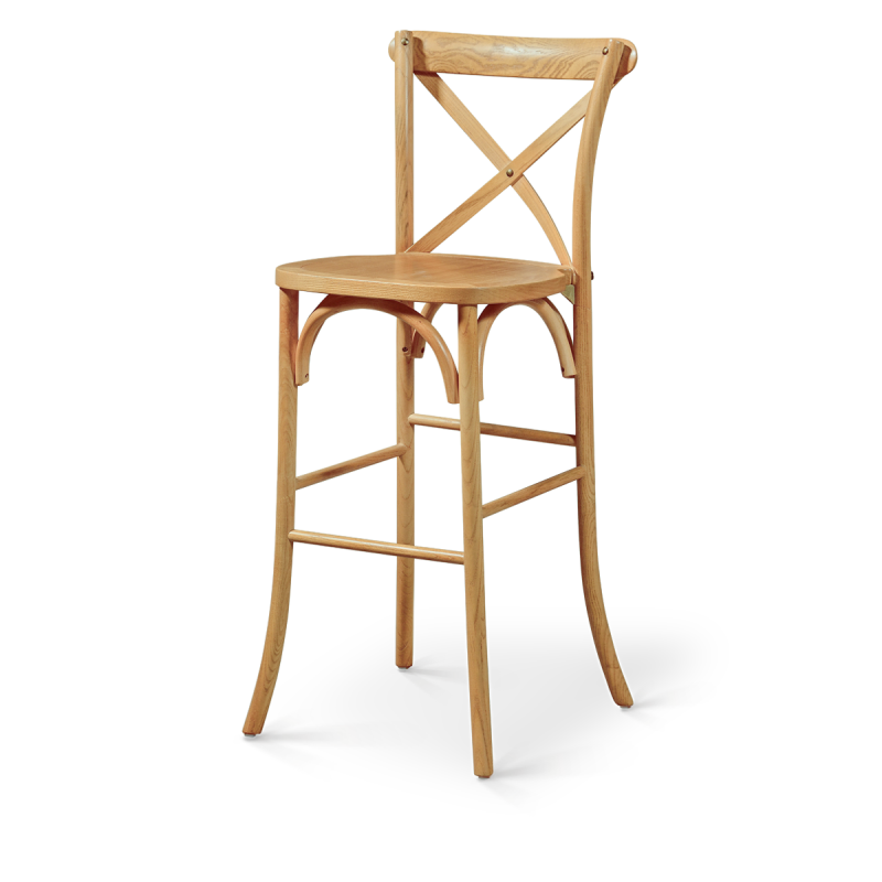 Bar Stool CROSS-BACK WOOD BAR Light Oak