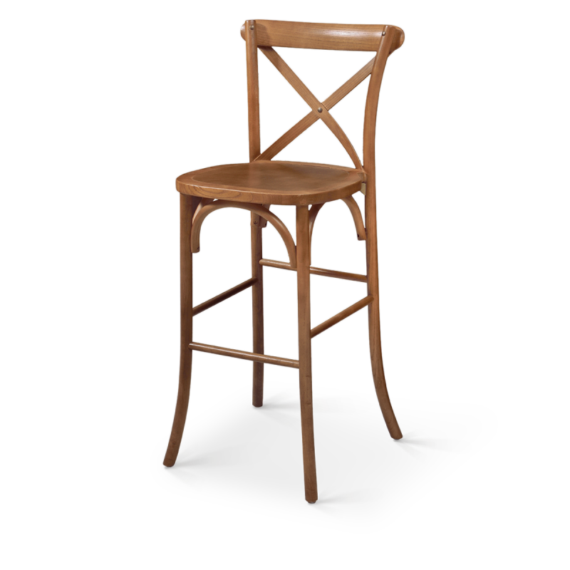 Bar Stool CROSS-BACK WOOD BAR Light Rustic