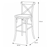 Bar Stool CROSS-BACK WOOD BAR Light Rustic