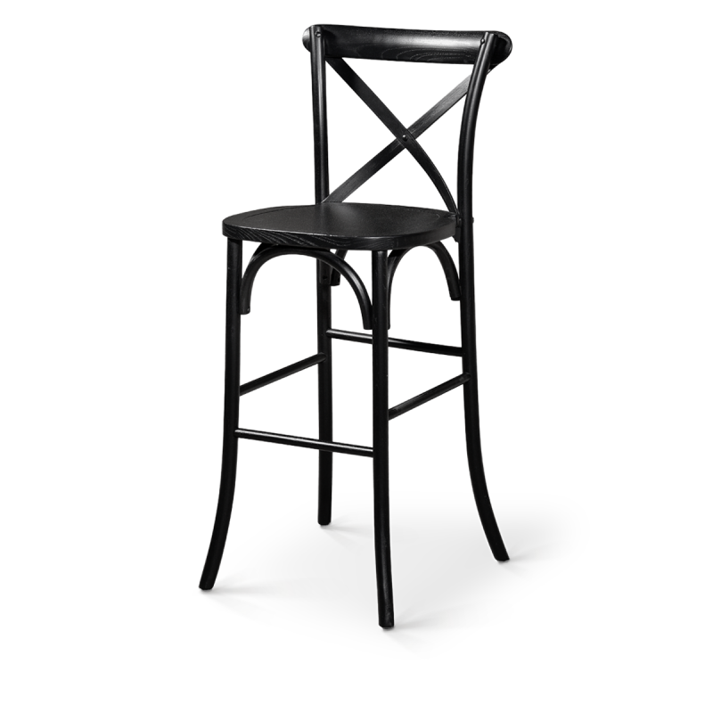 Bar Stool CROSS-BACK WOOD BAR Black