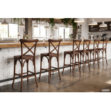 Bar Stool CROSS-BACK WOOD BAR Walnut
